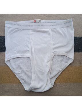 Vintage Hanes Classic Briefs Size 36 Mens White 100% Cotton Made In USA 1990s